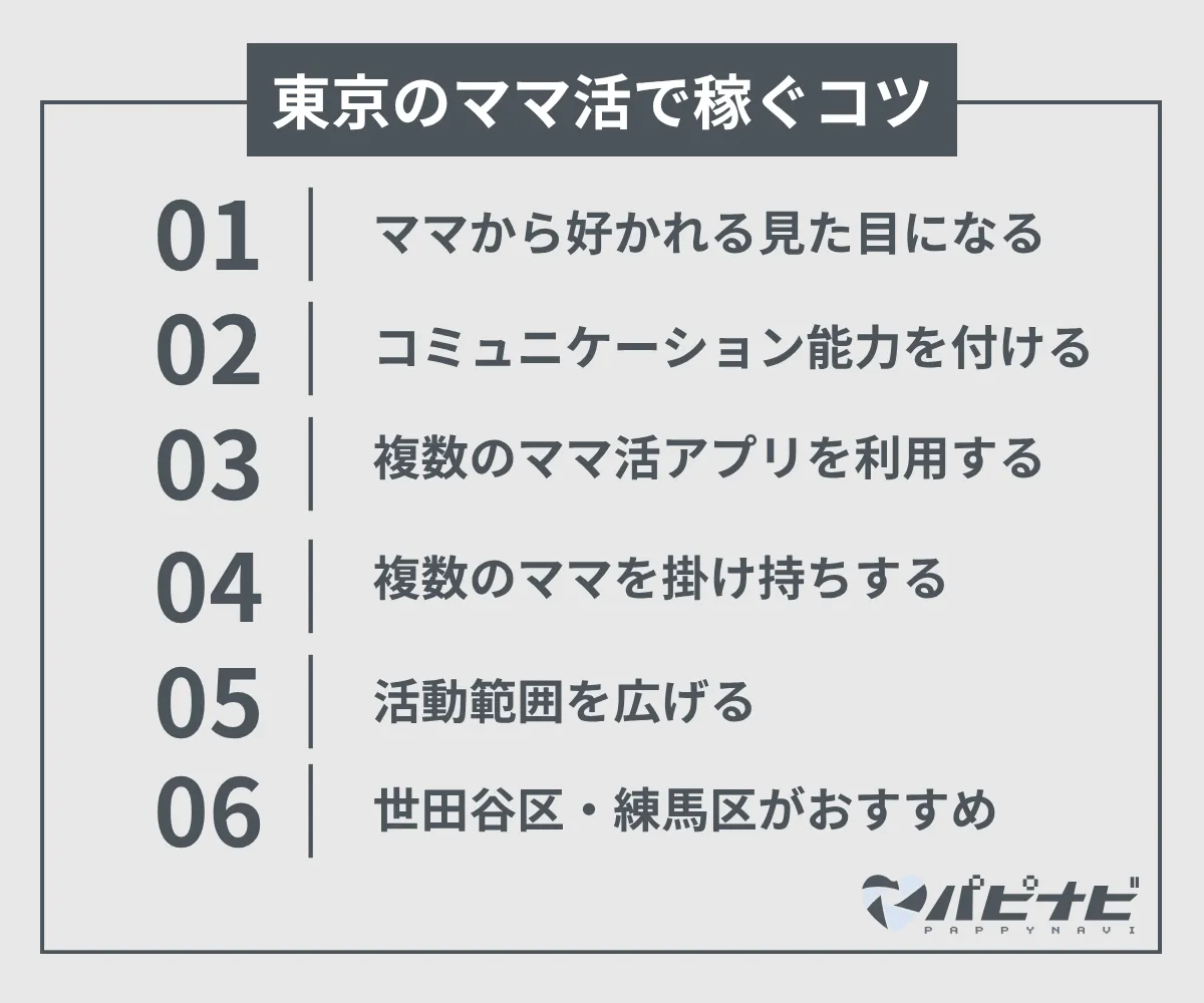 東京のママ活で稼ぐコツ