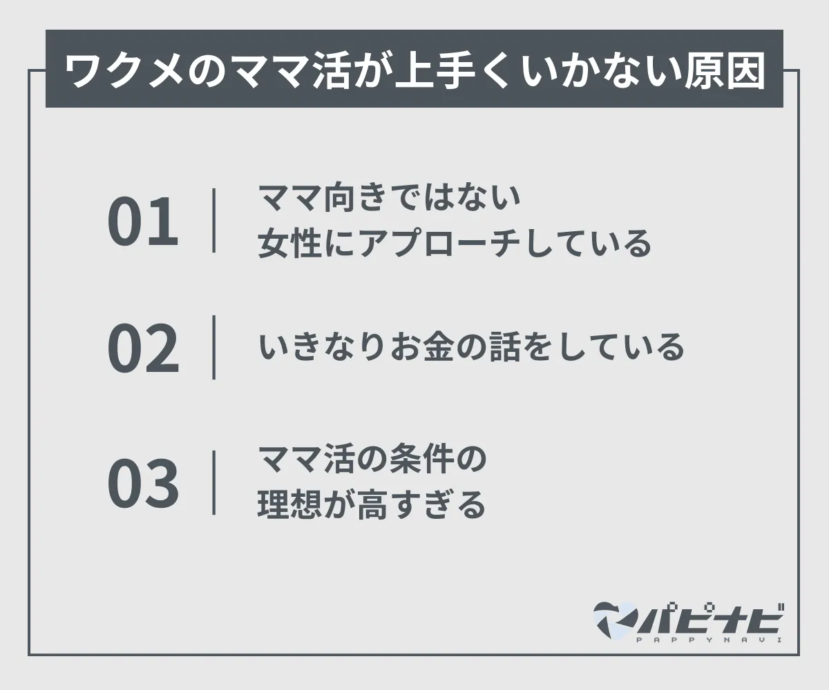 ワクメのママ活上手くいかない原因